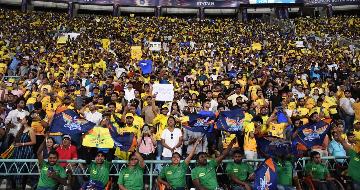 IPL match: Dhoni supporters were in full swing at Lucknow's home ground, Ekana stadium was seen covered in yel