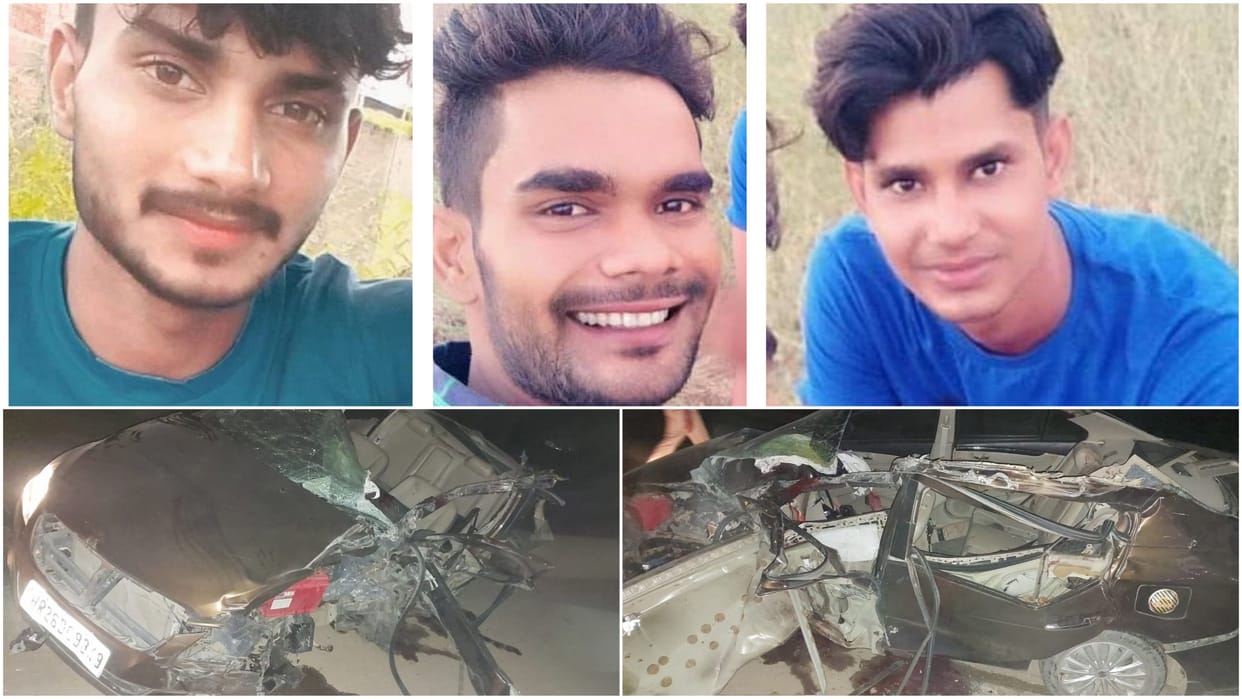 Haryana: Horrific road accident in Charkhi Dadri; Car collides with truck, three friends killed