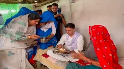 RJ LS Polls: सचिन पायलट ने दलित परिवार के घर किया भोजन, हरीश मीणा के समर्थन में प्रचार करने पहुंचे थे RJ Lok Sabha Polls Sachin Pilot had food at house of Dalit family campaign in support of Harish Meena