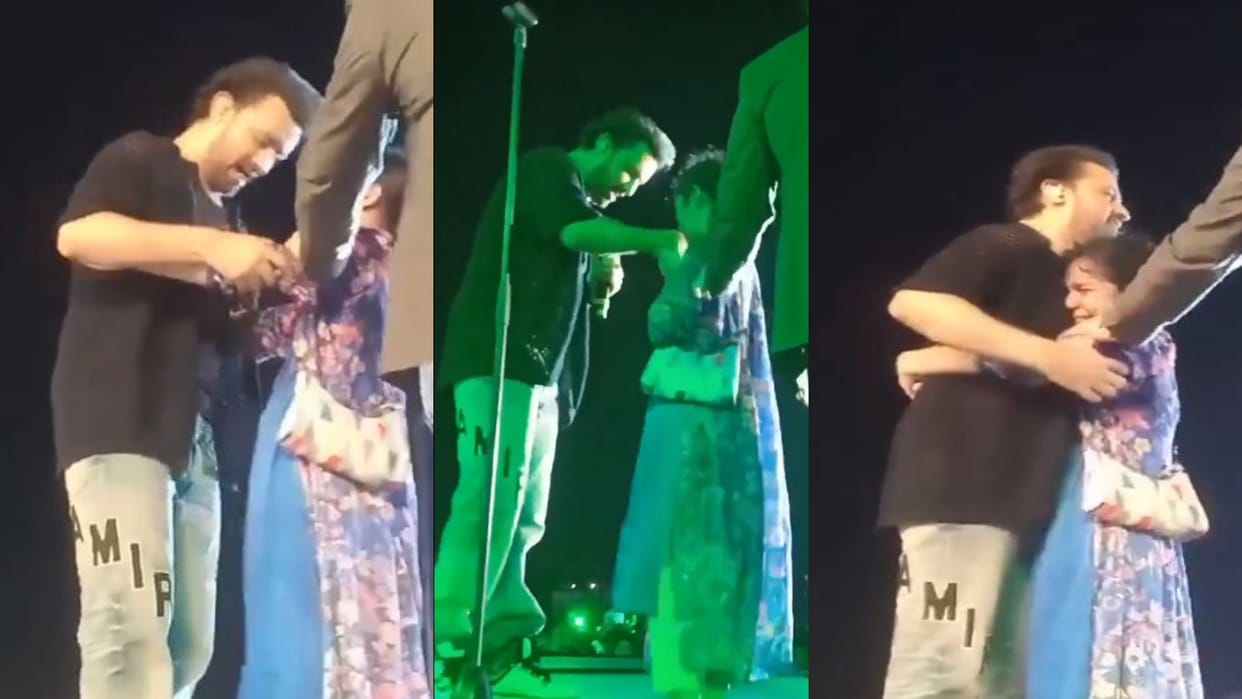 Atif Aslam emotional fan hug kiss during concert leaves internet impressed video goes viral on social media