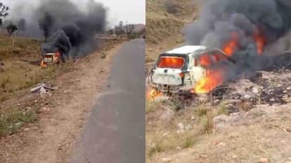Sikar News: Uncontrolled car fell into ditch after coming in front of Nilgai