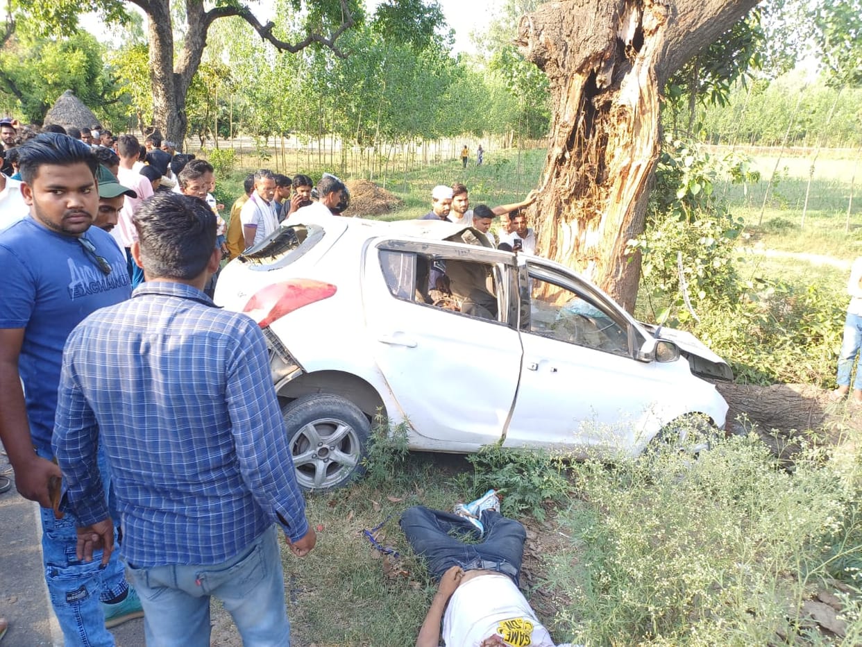 Four including a child died in a tragic accident in Saharanpur after a car collided with a tree