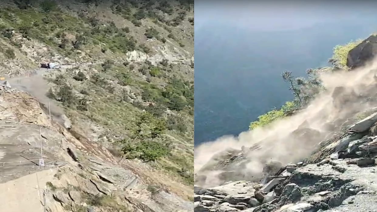 Debris fell from the hill again on Khadramukh-Holi road, restoration work became a challenge.