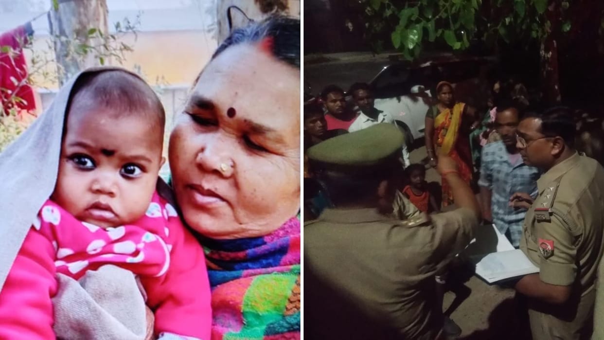 old lady died road accident in sonbhadra six people injured