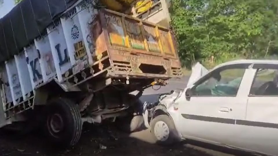 Road Accident In Una Himachal Pradesh Nilgai collided with a Car in una