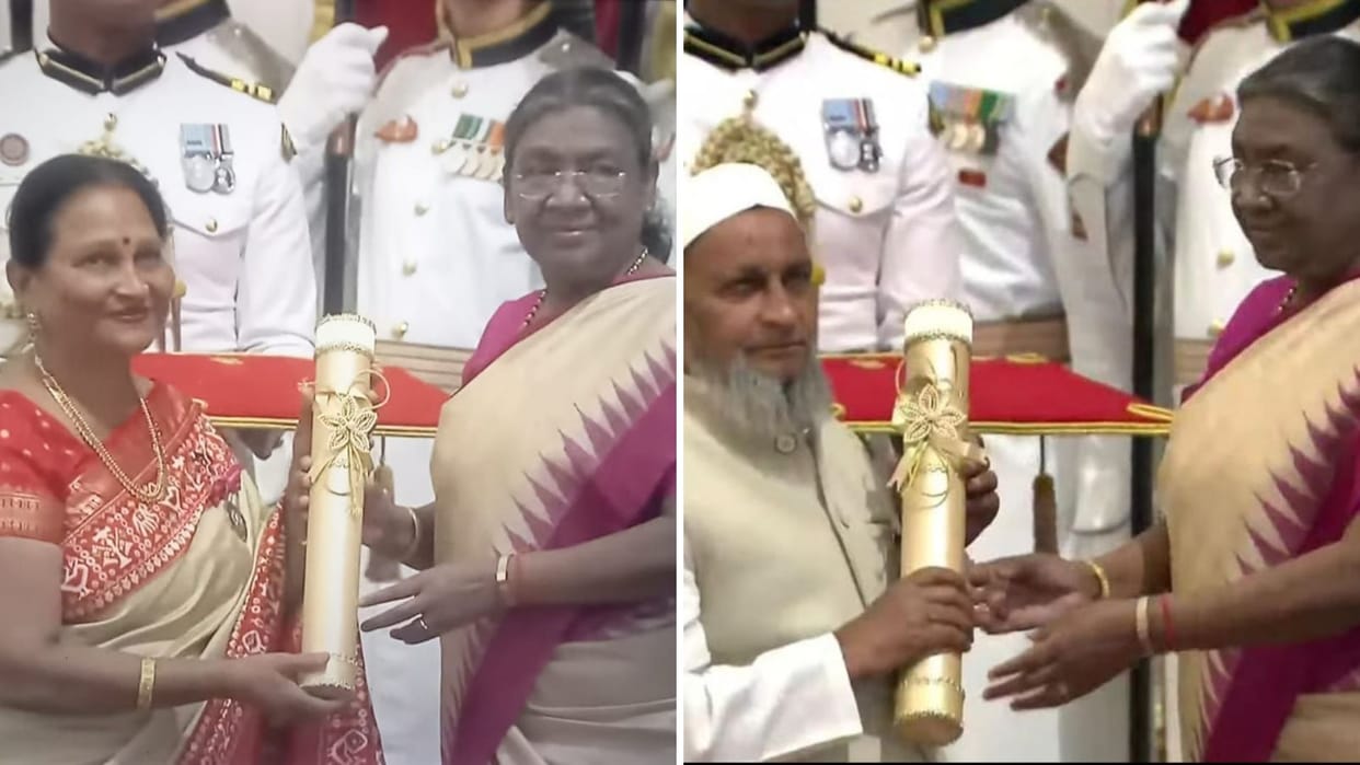 Kajri singer Urmila Srivastava and carpet businessman Khalil Ahmed honored with Padma Shri.