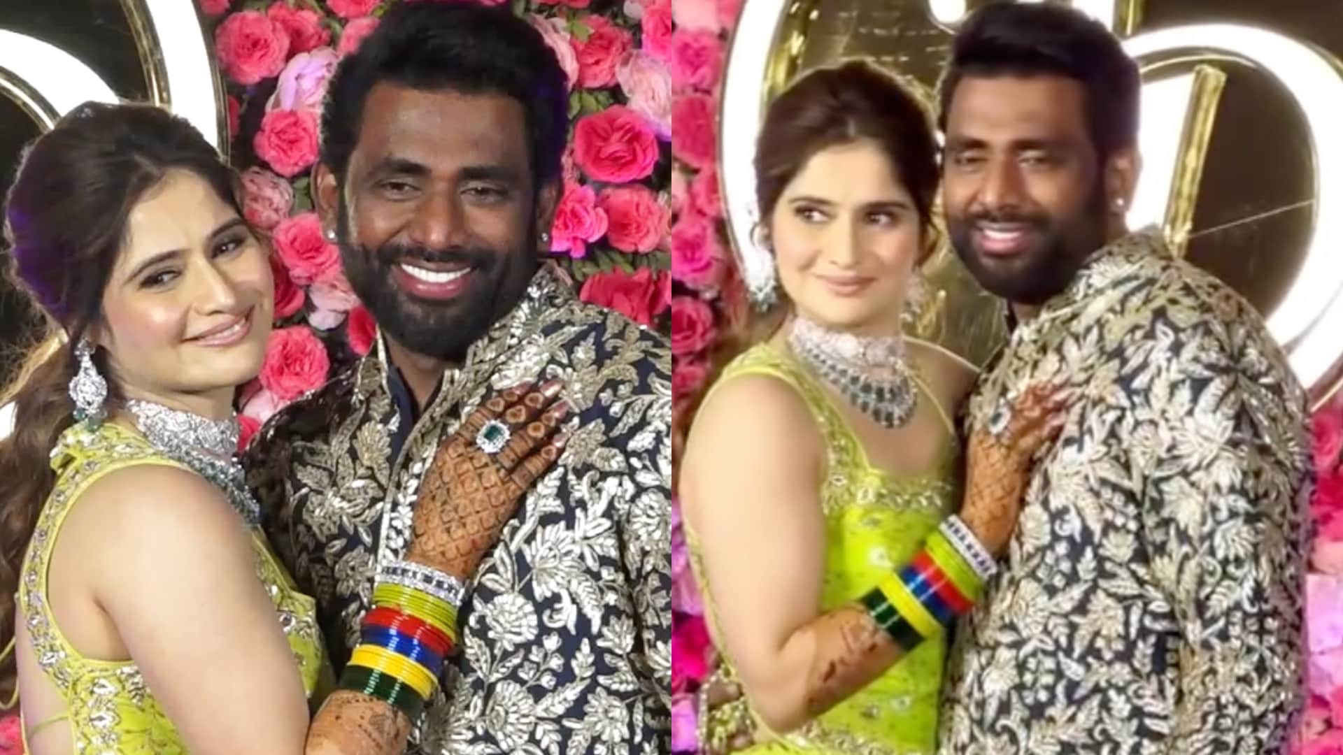 Aarti singh sangeet night begun click here to see the looks of krushna abhishek devoleena bhattacharjee