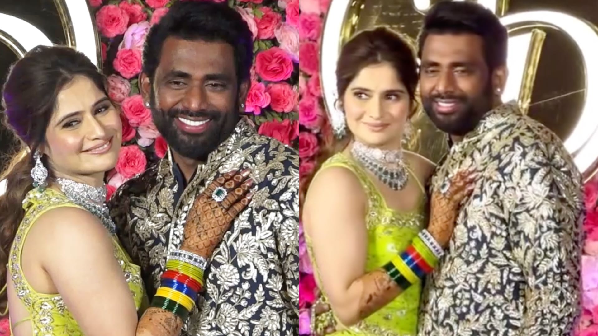 Aarti singh sangeet night begun click here to see the looks of krushna abhishek devoleena bhattacharjee