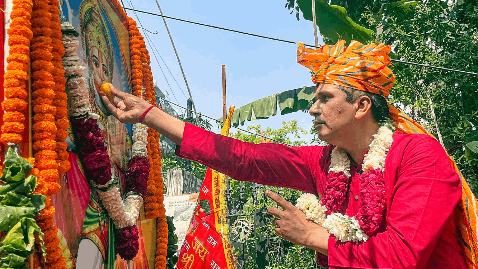 Devotees gather in large numbers at Hanuman Temple in Connaught Place on the occasion of  Hanuman Janmotsav