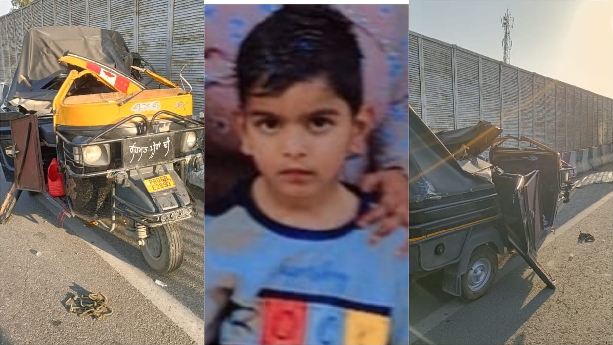 Punjab: Auto collides with truck parked on Pathankot-Jammu-Jalandhar National Highway, 7 year old child dies