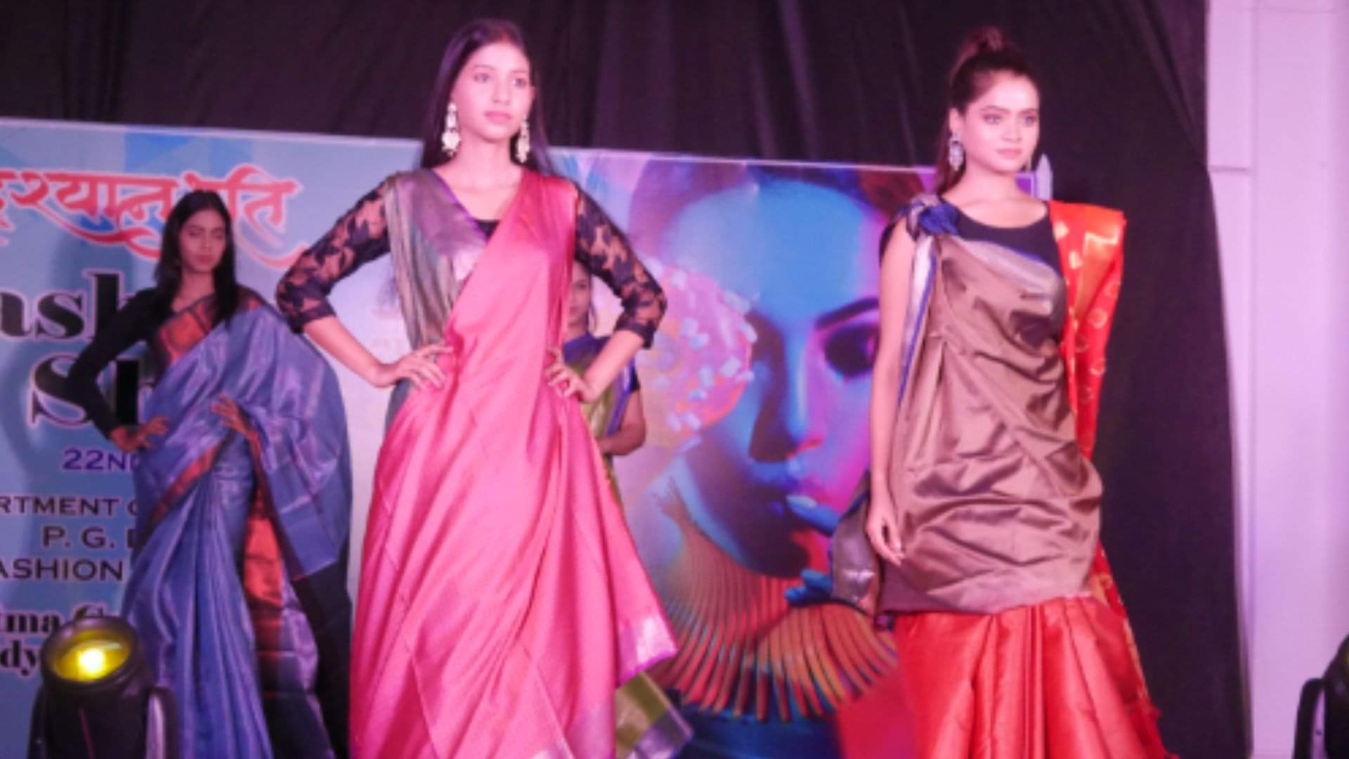 MGKVP fashion show Students presented in Banarasi sarees and Madhubani print designer dresses