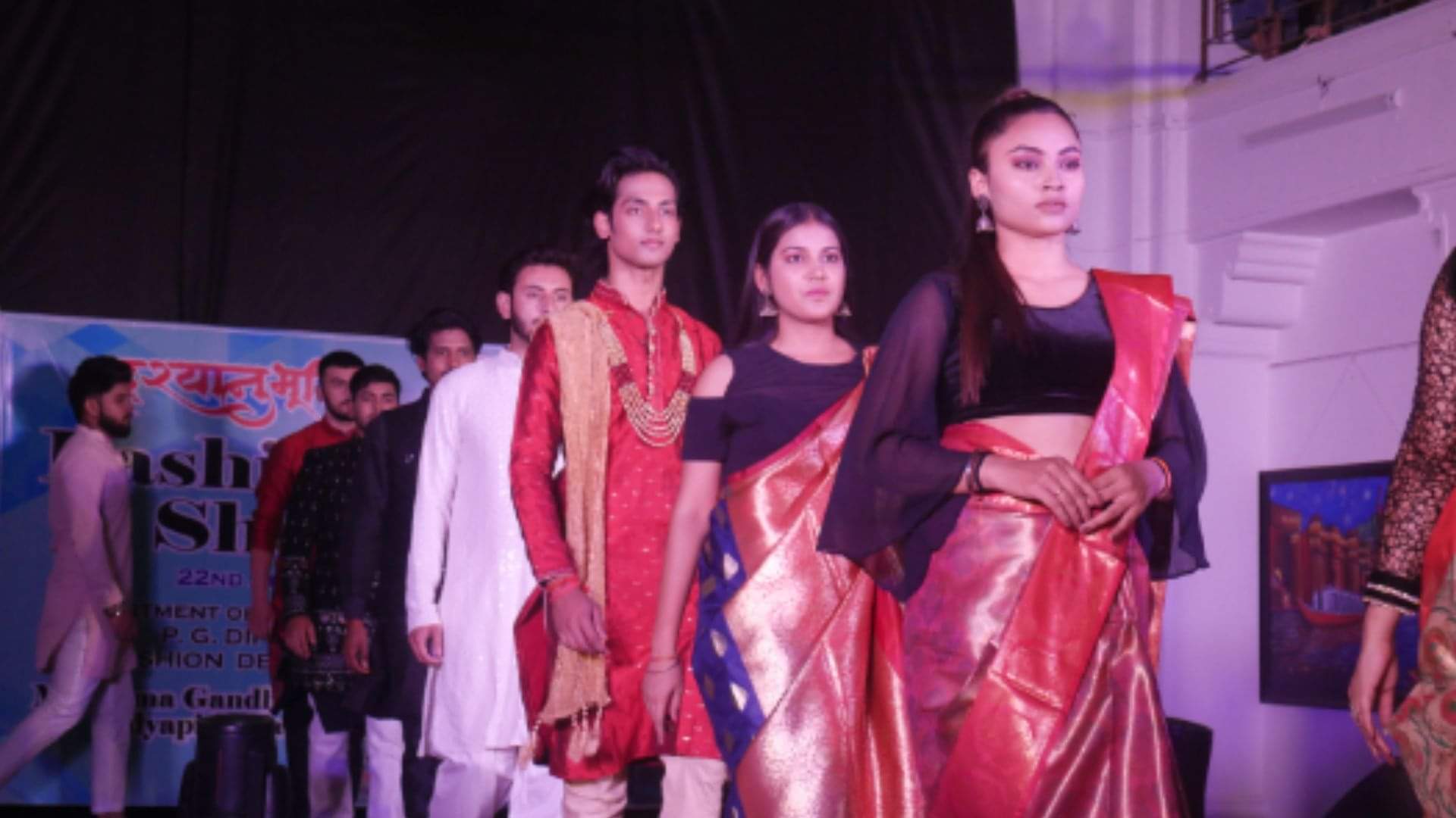 MGKVP fashion show Students presented in Banarasi sarees and Madhubani print designer dresses