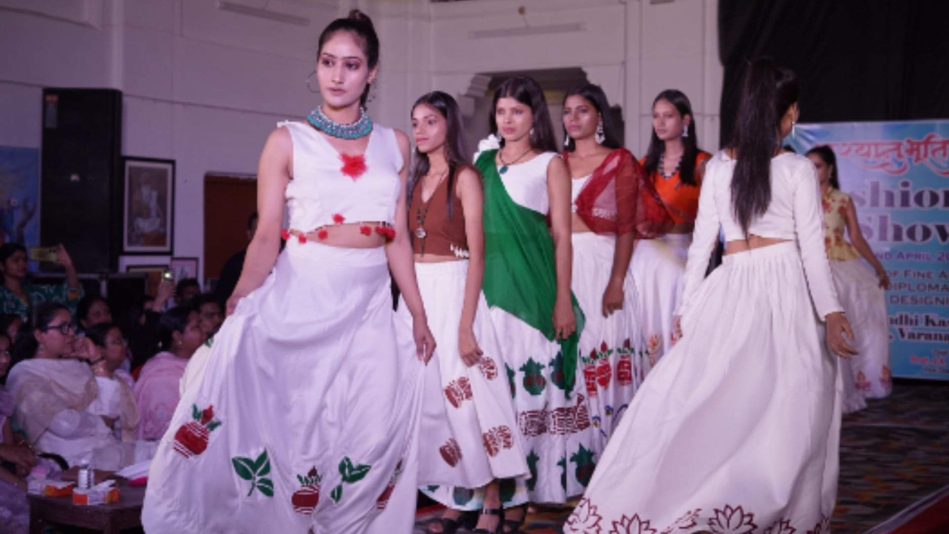 MGKVP fashion show Students presented in Banarasi sarees and Madhubani print designer dresses