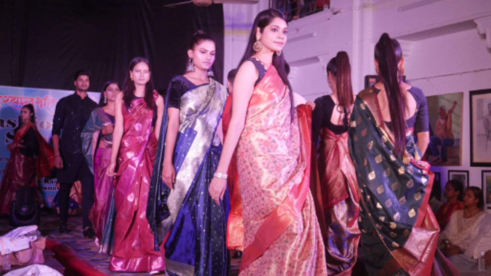 MGKVP fashion show Students presented in Banarasi sarees and Madhubani print designer dresses