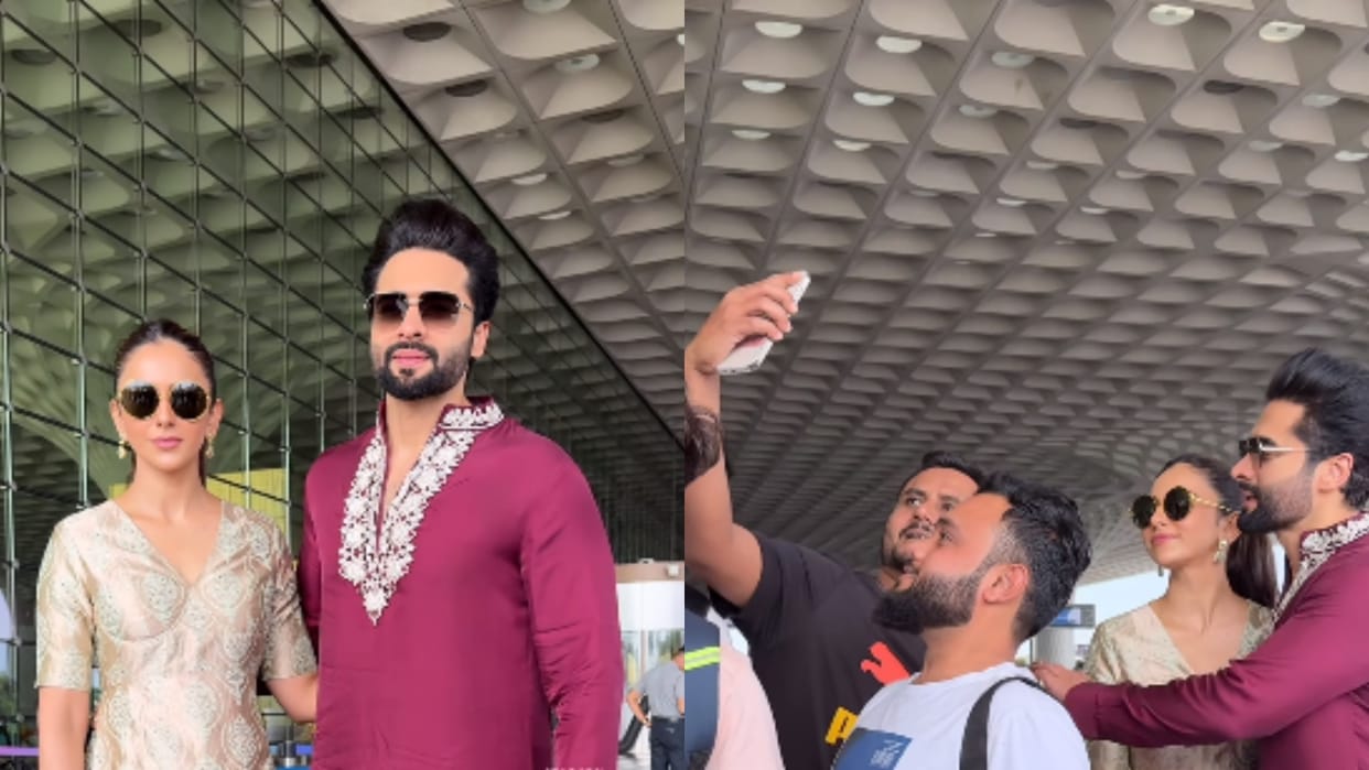 Jackky Bhagnani gets protective towards newly married wife Rakul Preet Singh Video went viral