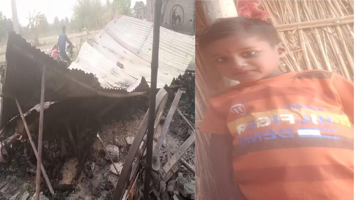 A fire broke out in a hut in Deoria, a sister sleeping inside got burnt to death.