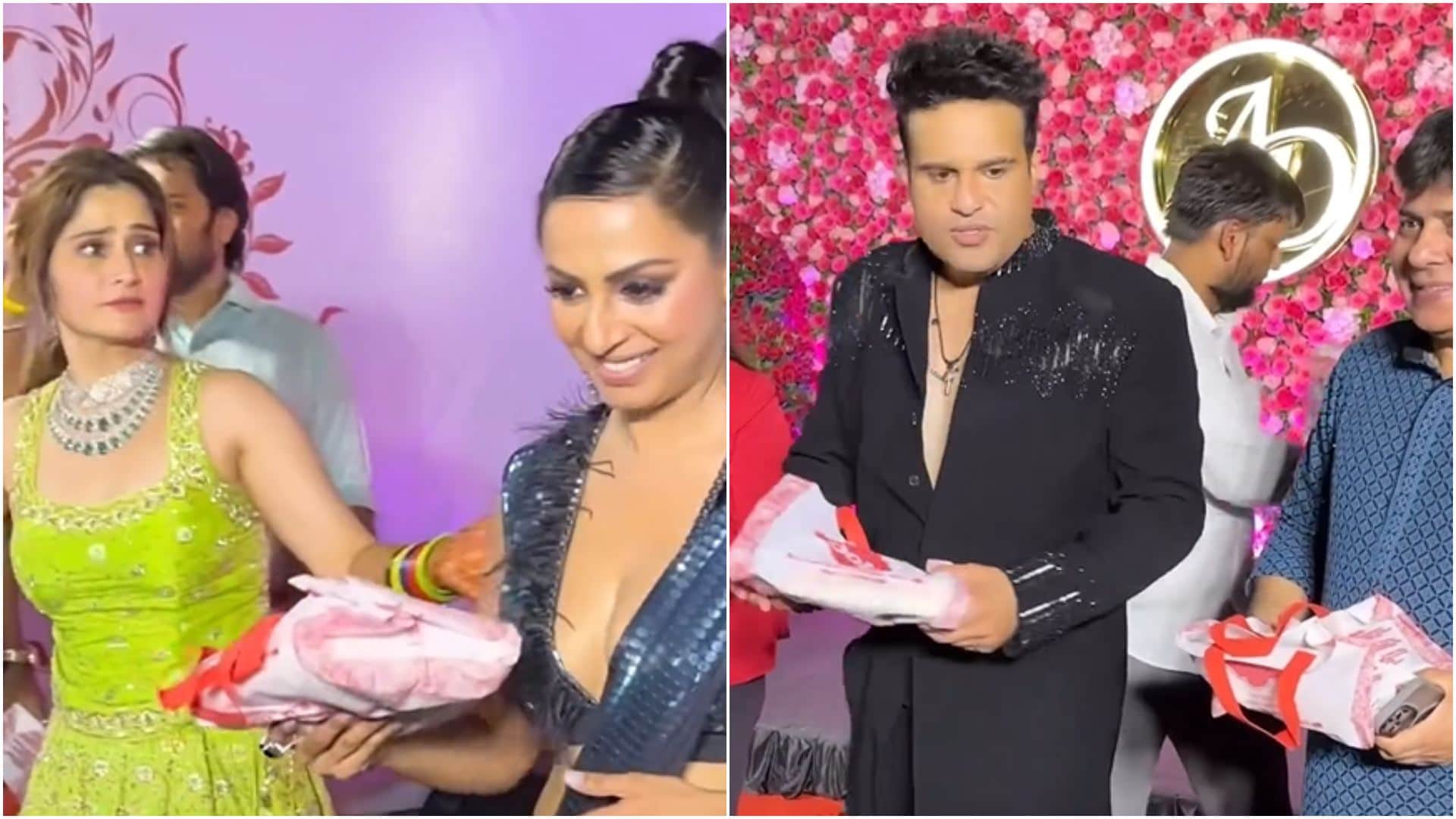 Arti singh Dipak Chauhan Wedding: Govinda Niece Distribute Sweets for Media people with Krushna Abhishek