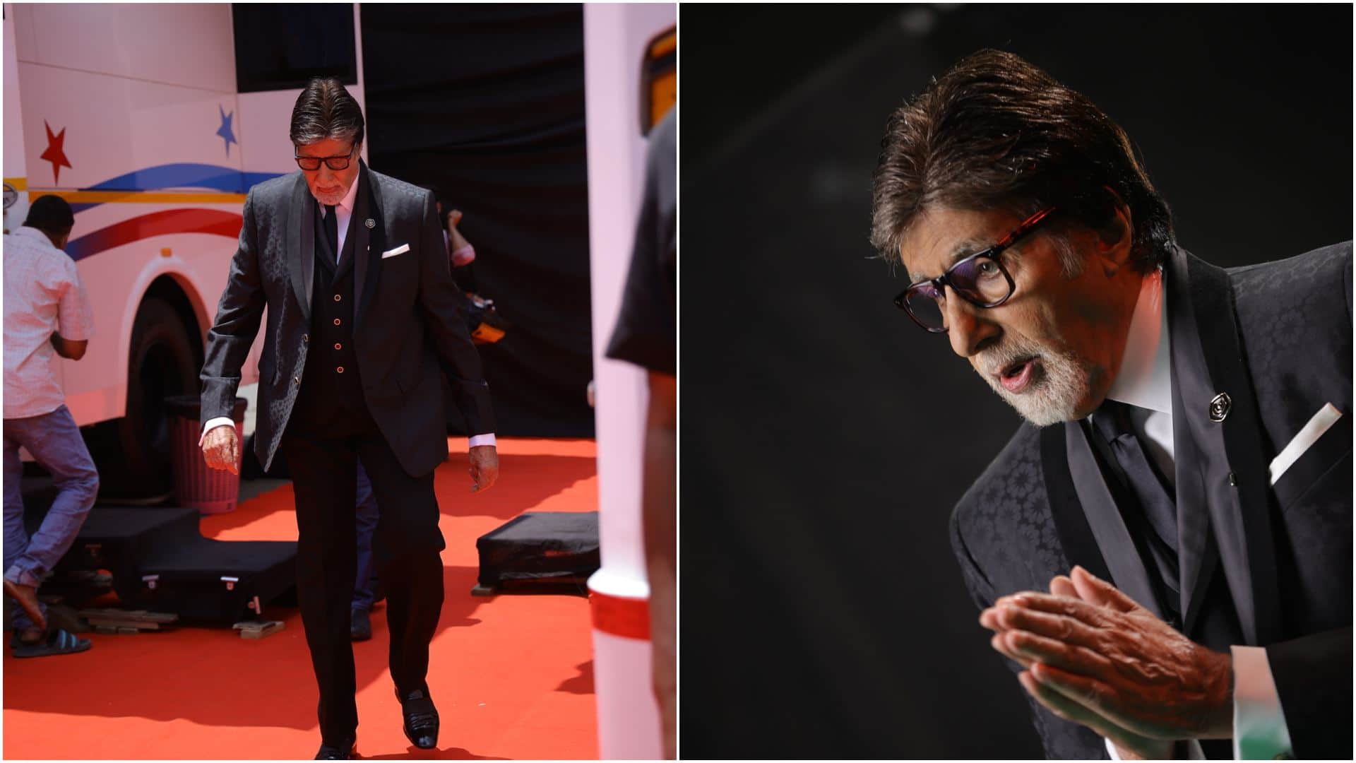 Amitabh Bachchan Shares Photos from KBC set also wrote about hectic day where shoot non stop without breaks