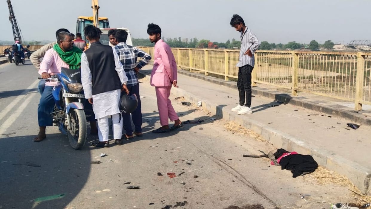 Bolero hits bike on road in ballia two people killed including teacher