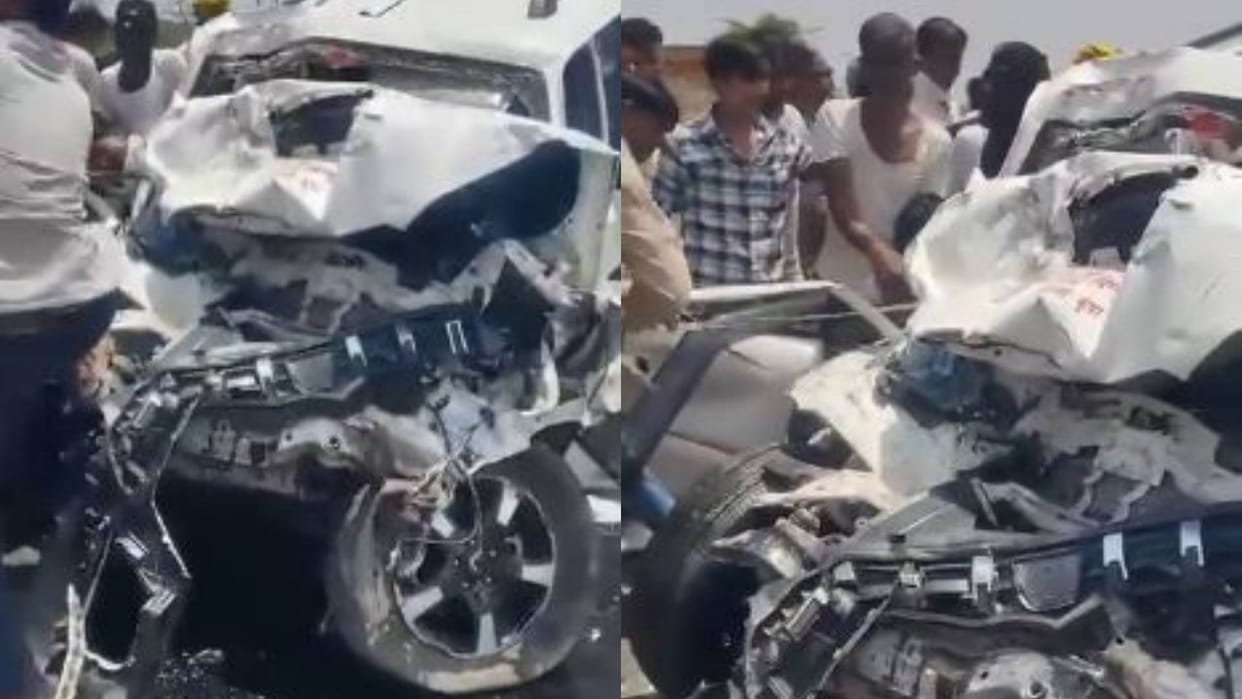 Rajasthan Collision between car and trailer in Nagaur five people including three children Died eight injured