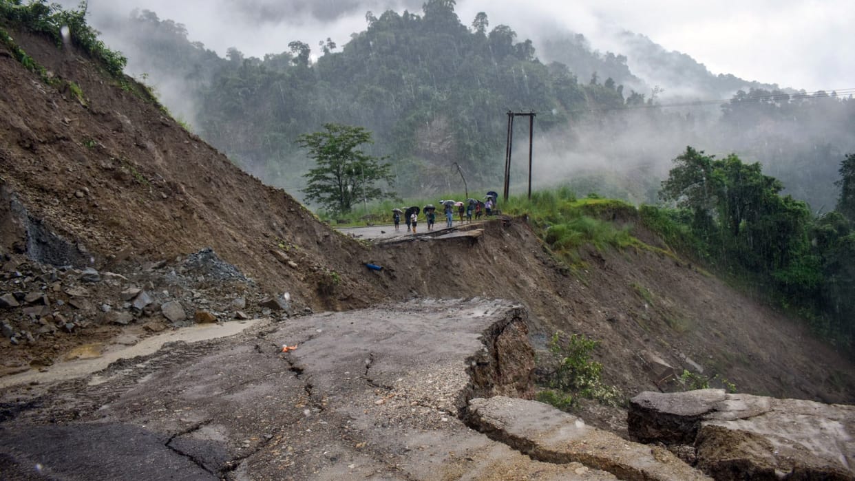 Portion of NH-313 caves in due to landslide in Arunachal