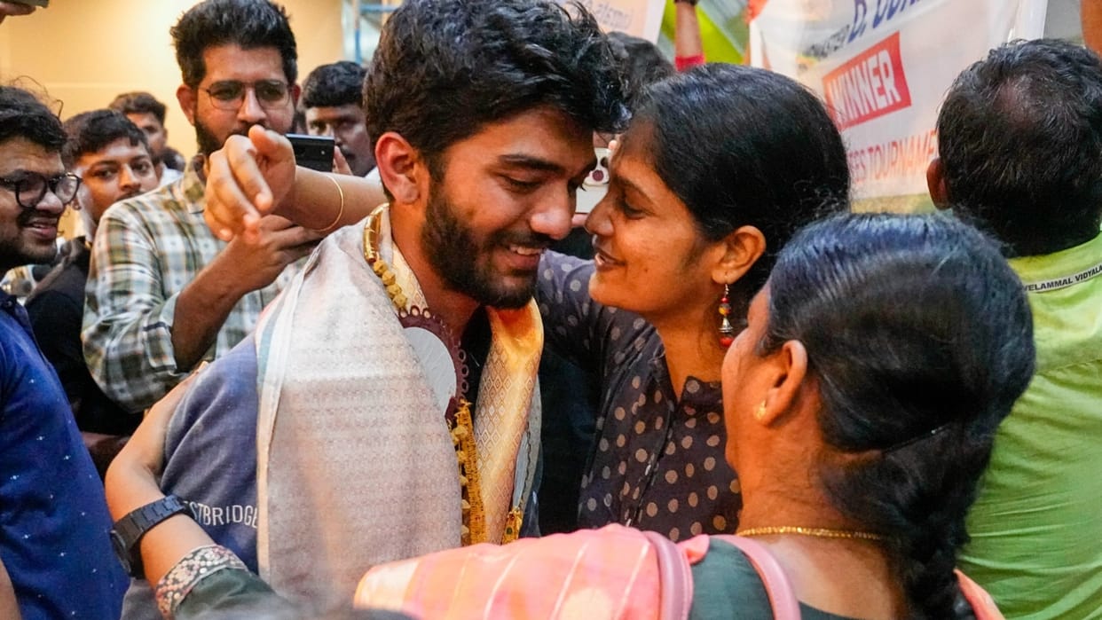 Candidates Chess champion Indian Grandmaster D Gukesh comes home to rousing welcome in Chennai
