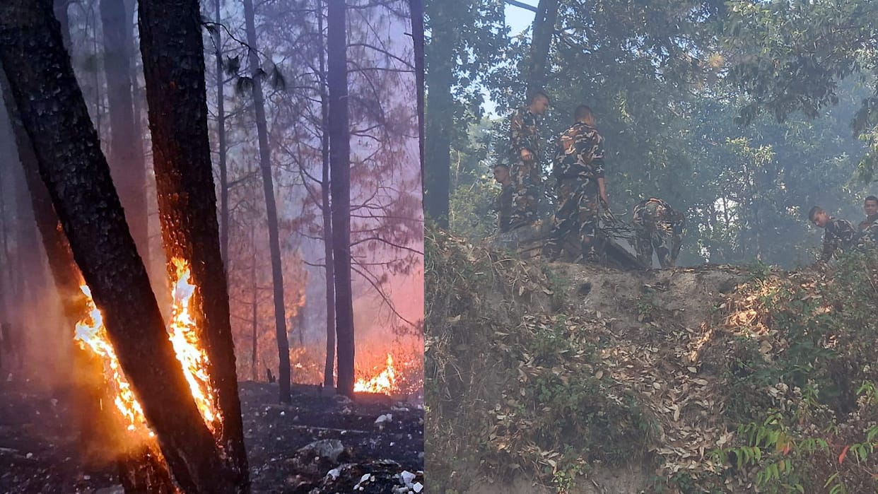 Uttarakhand forests burning Fire reached cantonment forest in Lansdowne Kotdwar army personnel took charge