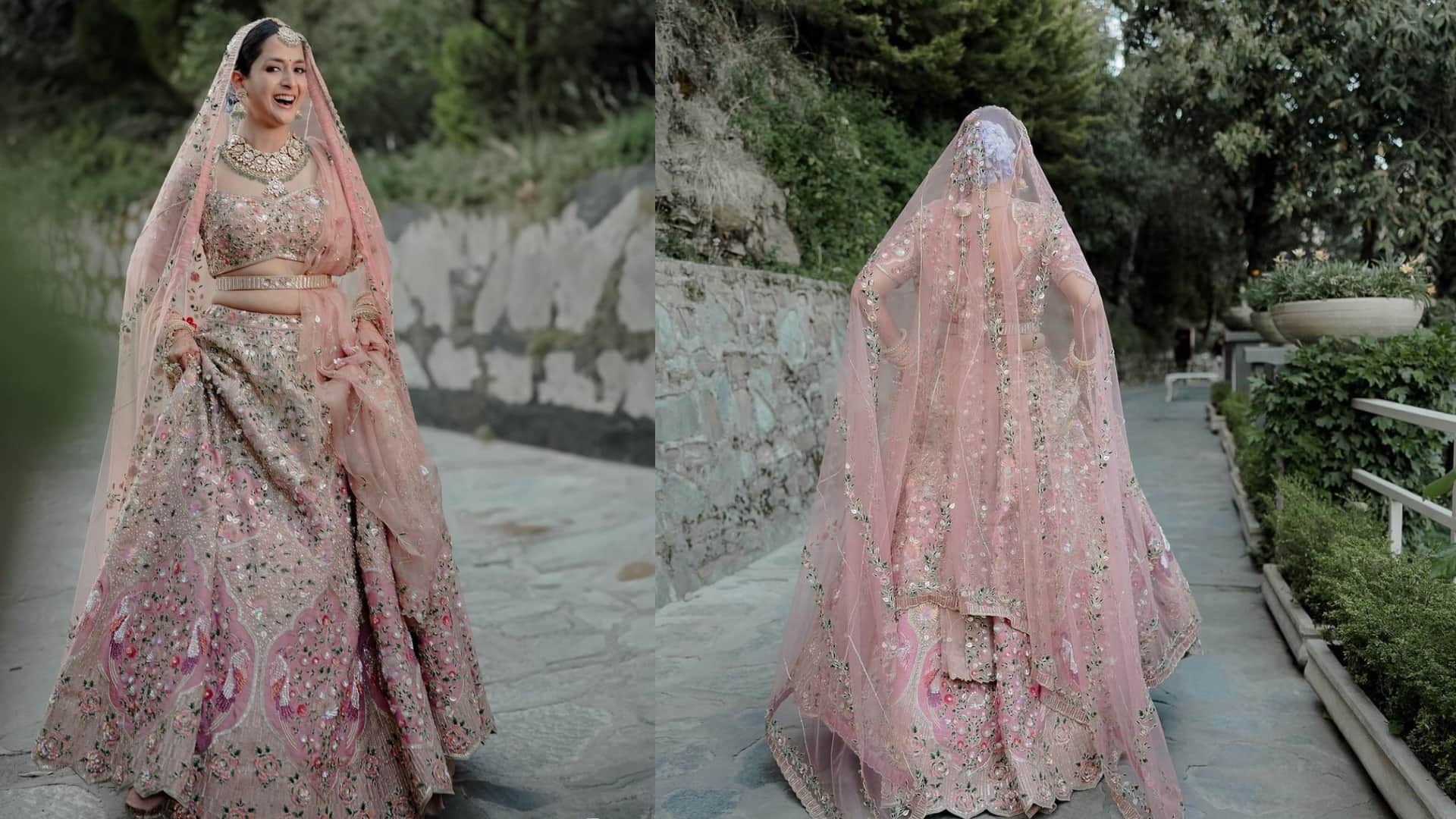 Love Aaj Kal actress Arushi Sharma Pink color full lehenga on her wedding with Vaibhav Vishant Photos viral