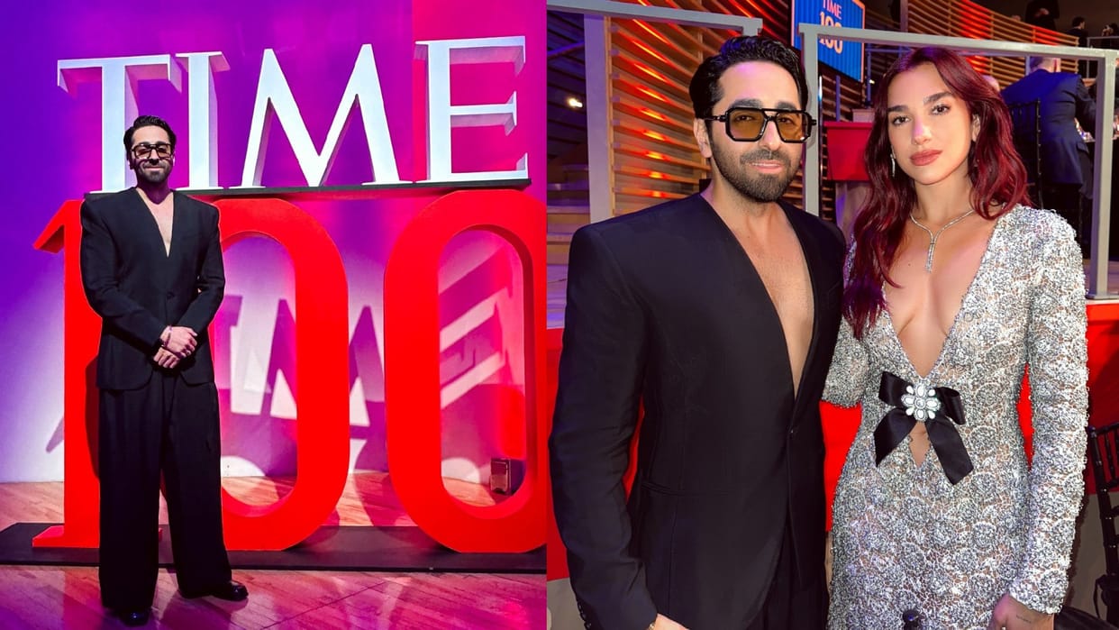 Ayushmann Khurrana Meets Icons Dua Lipa Uma Thurman Kylie Minogue at time 100 gala shares pics on internet