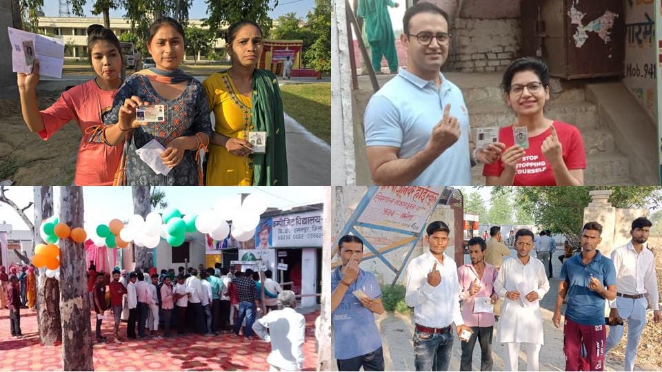 Photo: Huge enthusiasm for voting in Amroha, long lines at booths
