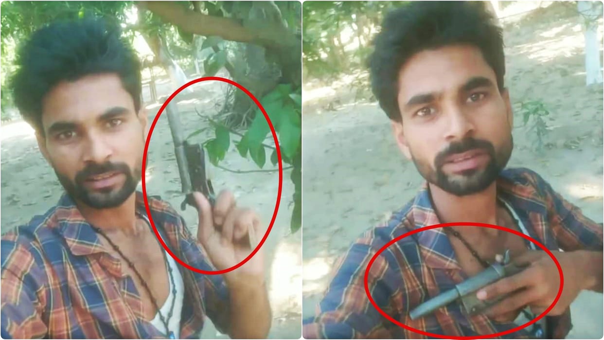 Khagaria: Before Lok Sabha elections, a criminal is making reel on social media with country-made pistol
