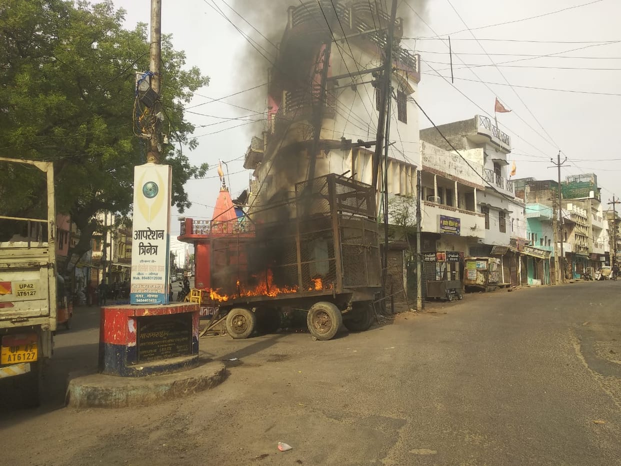 A transformer catches fire in Gonda.
