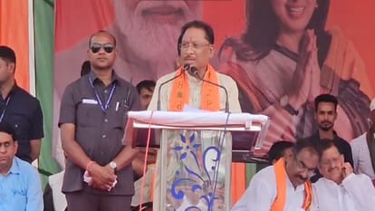 CM Sai addressed public meeting sought votes for BJP candidate Saroj Pandey in Korea