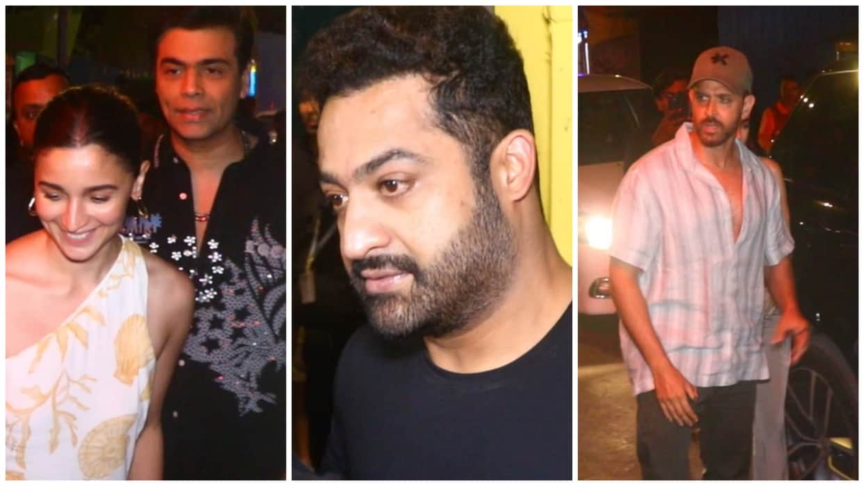 War 2 Actor Jr NTR had dinner with Hrithik Roshan Saba Azad Ranbir Kapoor Alia Bhatt Karan Johar at Mumbai