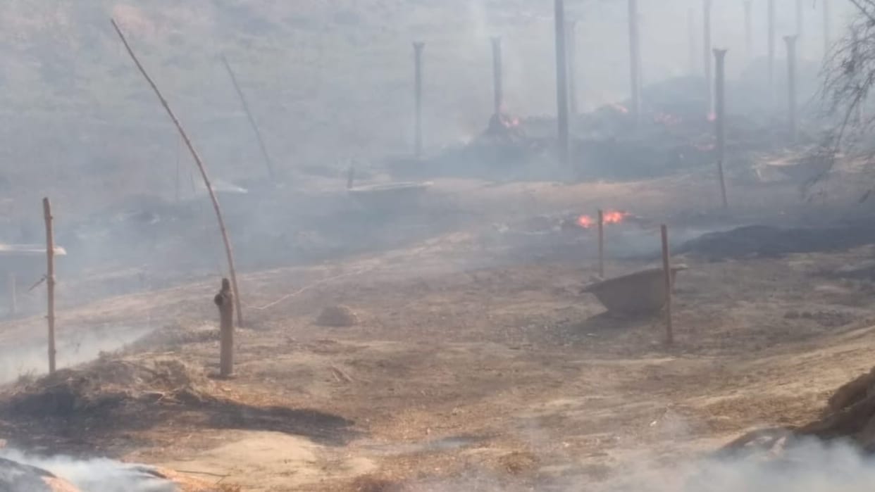 A young man died after getting caught in a fire in a straw house