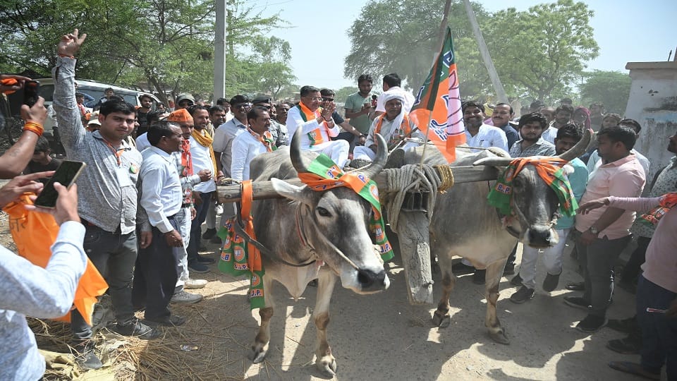 Lok Sabha Elections 2024: BJP candidates came out to campaign on bullock cart in Mulayam's stronghold