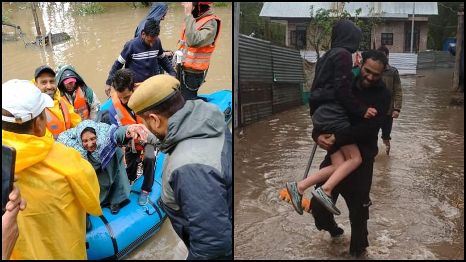 heavy rain caused water logging on iconoic boulevard in srinagar