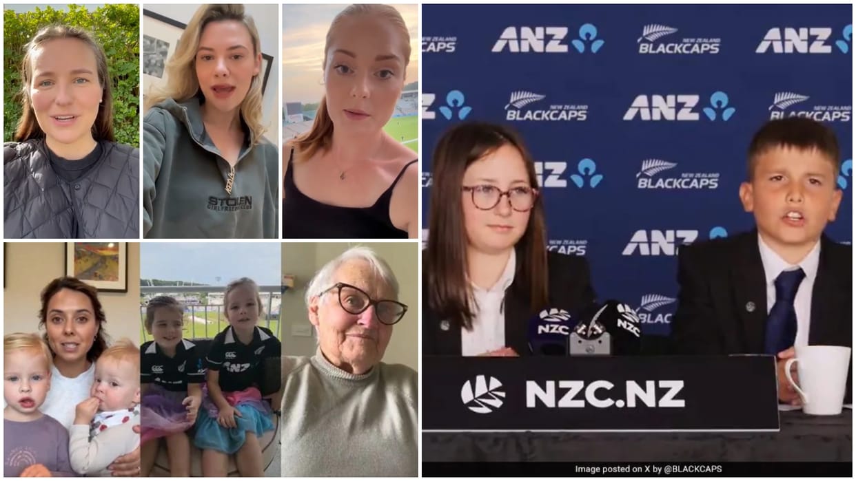 New Zealand Cricket Board T20 WC 2024 team Announcement in unique style Viral 2 Kids In Press Conference IPL