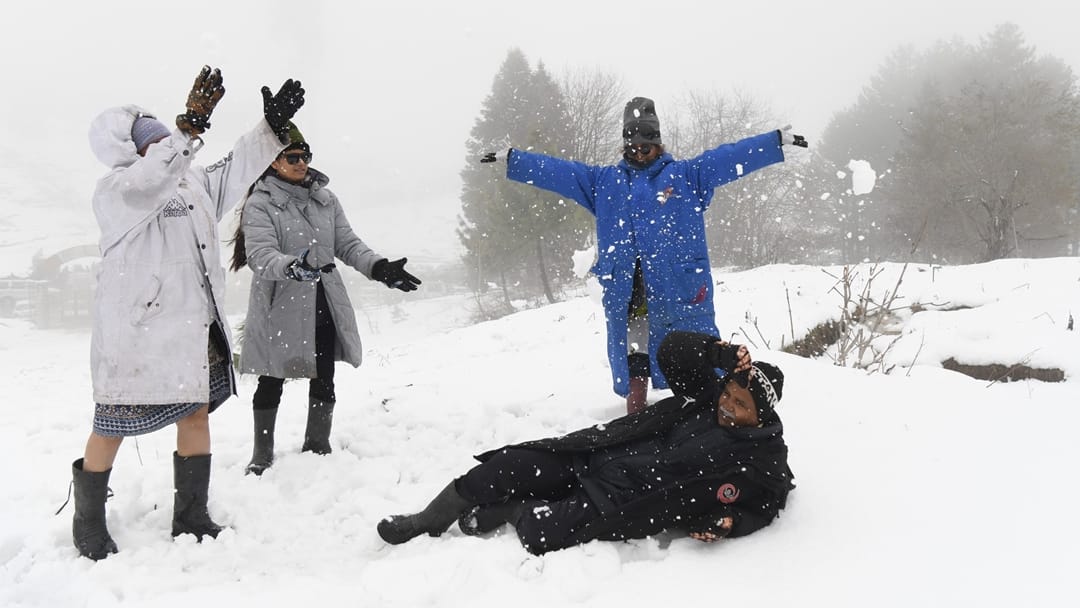 Snowfall in Gulmarg: tourist Feeling of winter in Gulmarg amidst summer snowfall brings joy to the faces