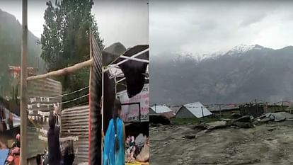 Himachal Weather: Snowfall on the peaks of Bharmour, roofs of temporary shops blown away in Kullu