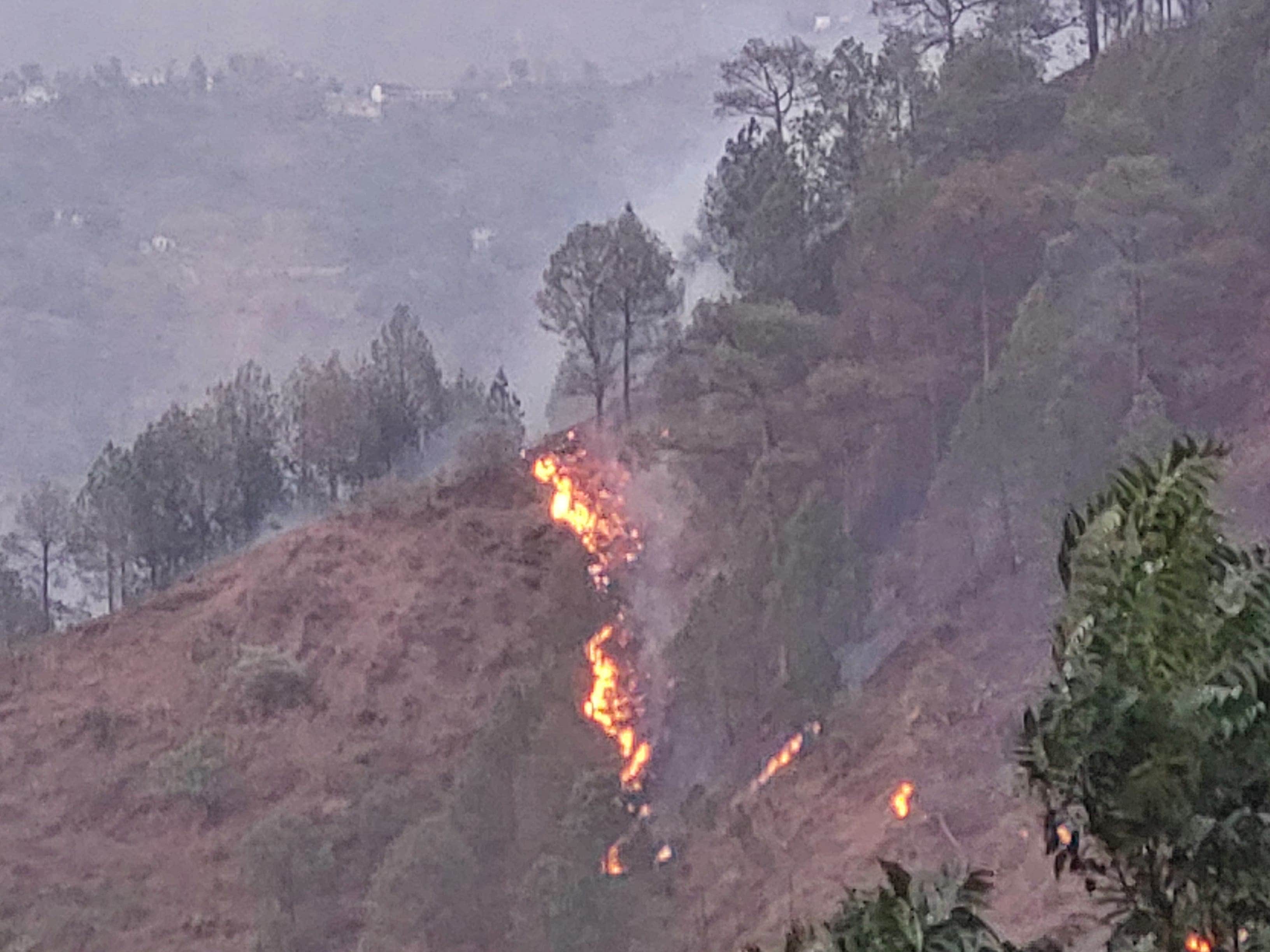 Uttarakhand Forest Fire blazed at 40 places bikes and vehicles burnt fire reached taxi stand in Chamoli