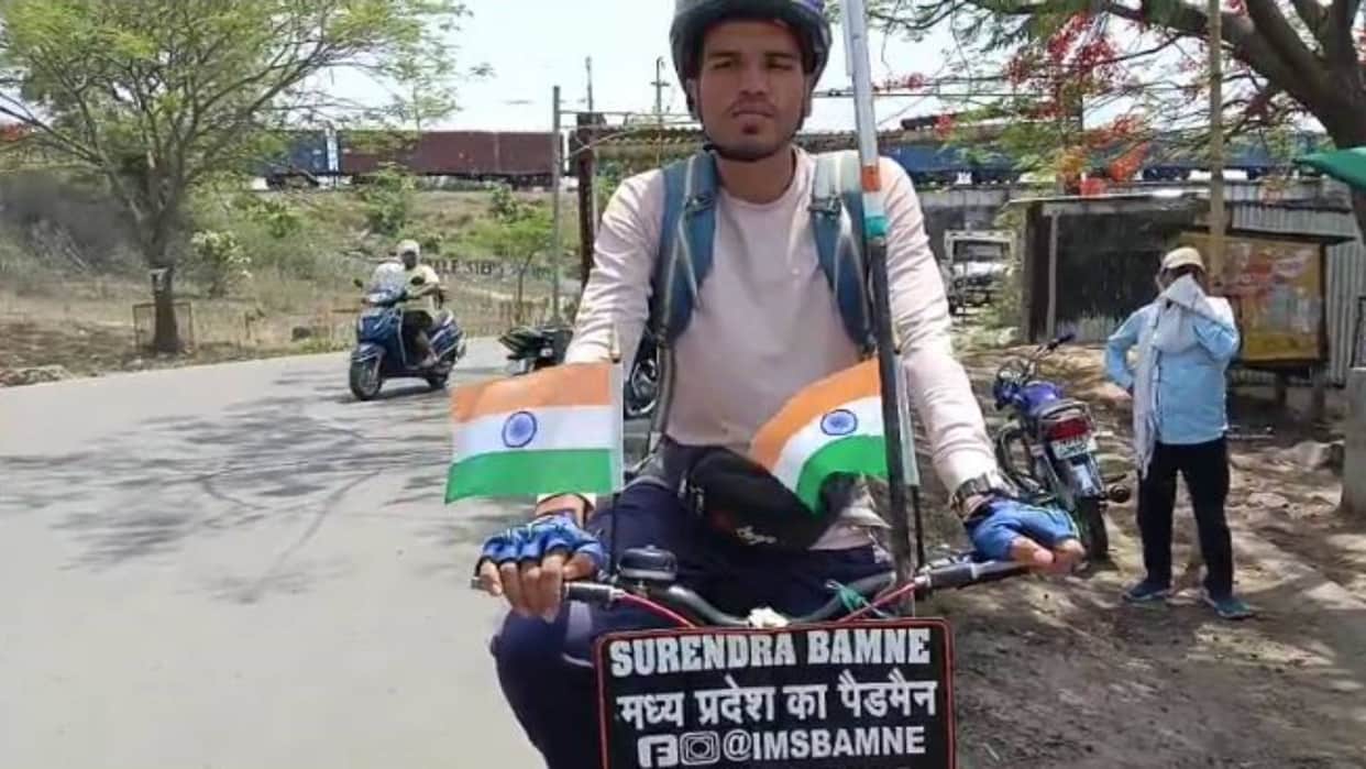 Anuppur Cycle Yatra demanding free sanitary pads for women Bamne has reached 55 districts so far