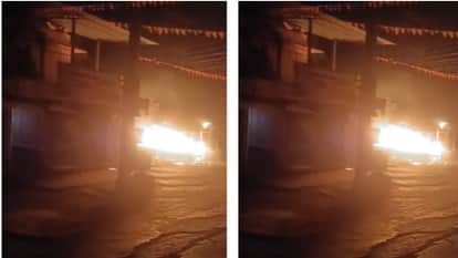carts and tarpaulins caught fire due to sparking in the transformer In Srimadhopur