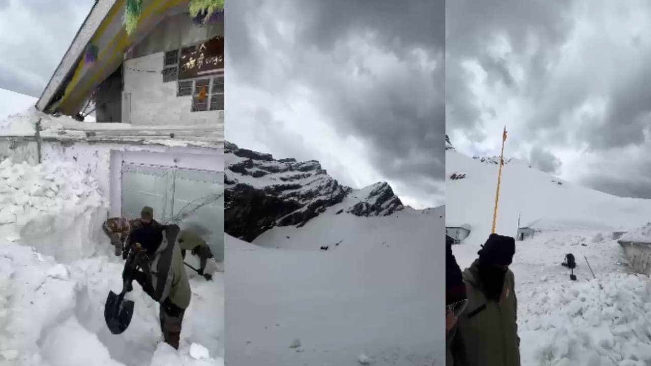 Army soldiers reached Hemkund Sahib snow removal work on the road Uttarakhand Chardham Yatra 2024 Watch Photos