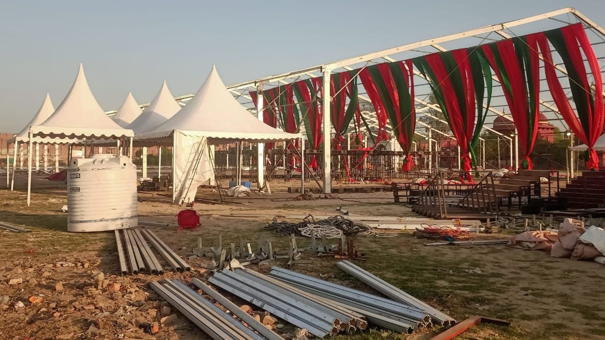 Lok Sabha 2024: A grand pandal is being built for Modi's rally at Raj Maidan in Darbhanga