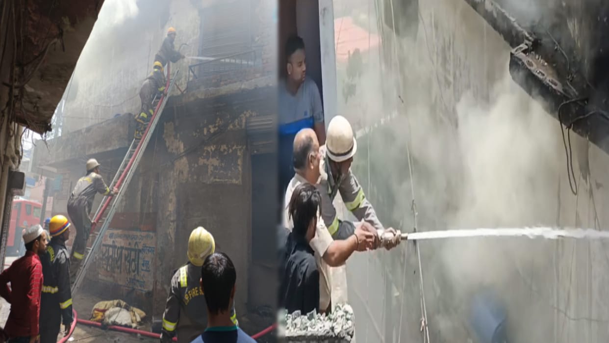 Meerut: Massive fire broke out due to short circuit at Bajaj Foam warehouse