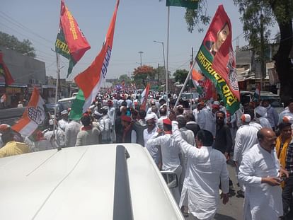 Loksabha Election 2024: Congress candidate Kishori Lal Sharma nomination procession.