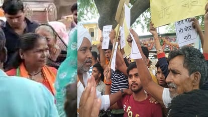 लोगों के बीच से निकलतीं साध्वी निरंजन ज्योति