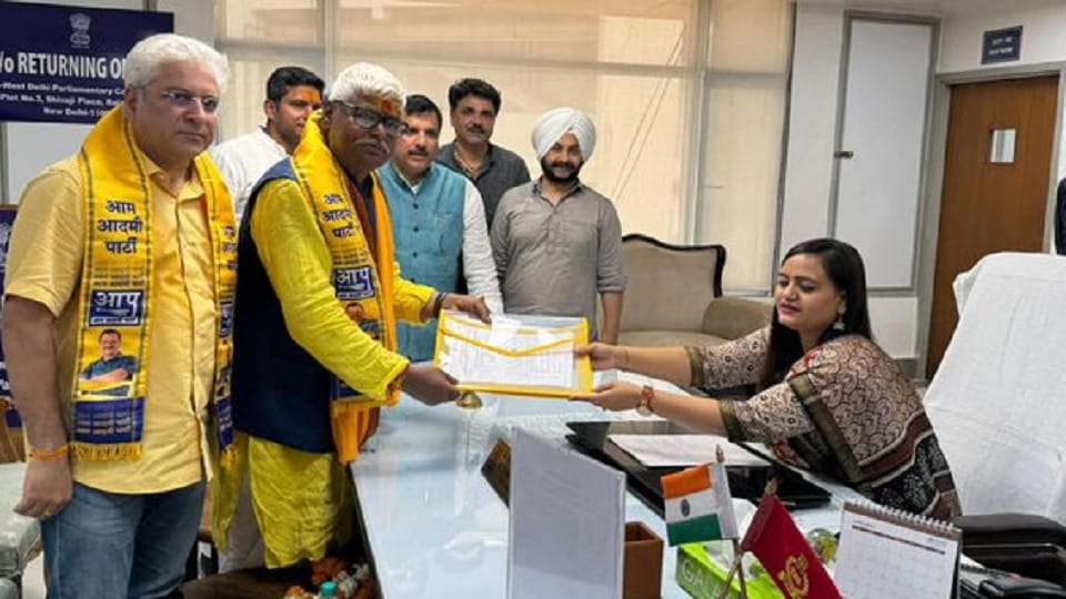 AAP candidate from West Delhi Mahabal Mishra filed nomination papers