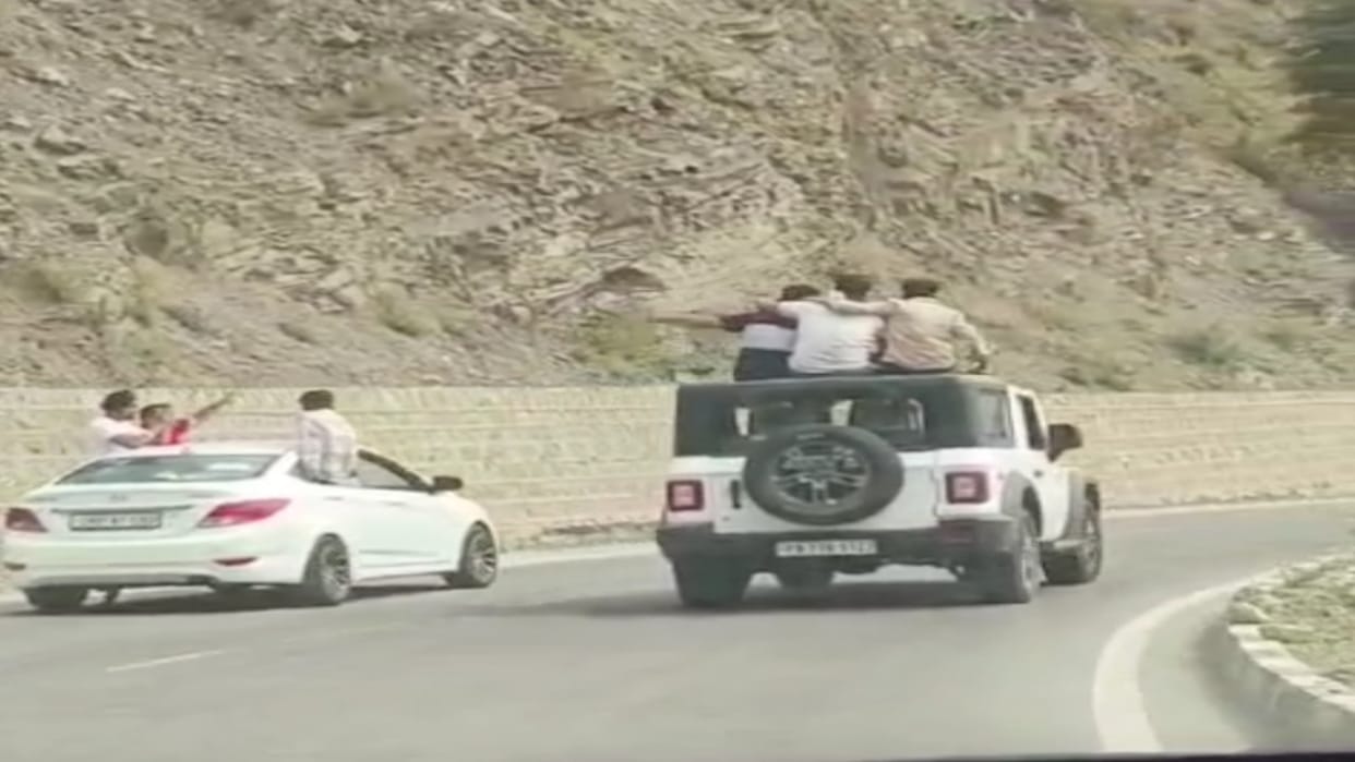 Tourists were creating ruckus sitting on the roof of vehicles, police took them to the police station